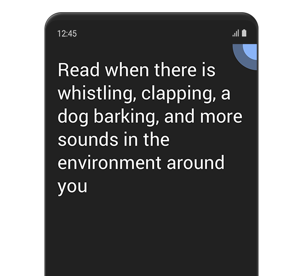 Ele mostra conversas ao vivo sendo convertidas para texto na tela do smartphone.