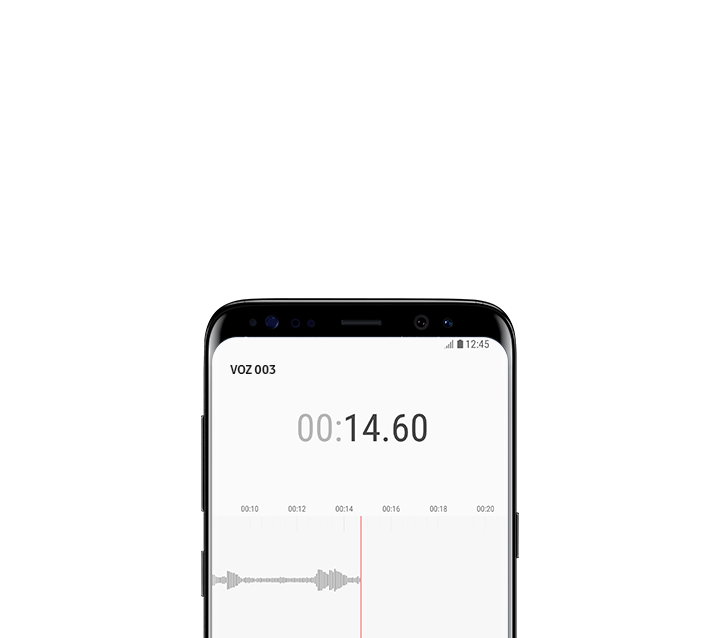 Etiqueta de voz na visão frontal do Galaxy S8