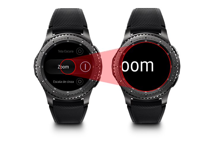 Zoom na visão frontal do Gear S3 frontier