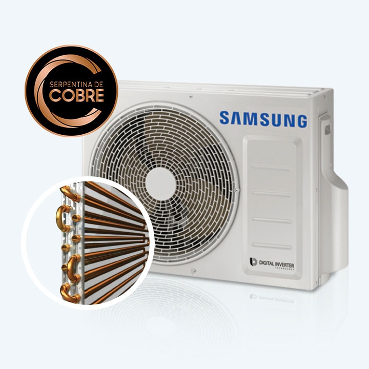 Ar-condicionado Samsung com serpentina de cobre