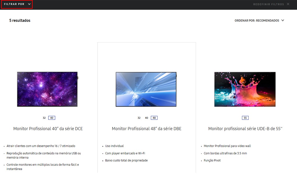 Como usar ou ignorar o Menu 'Filtrar' no site