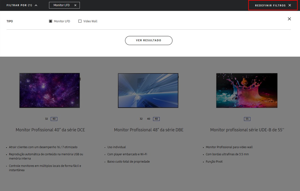 Como desmarcar os filtros selecionados