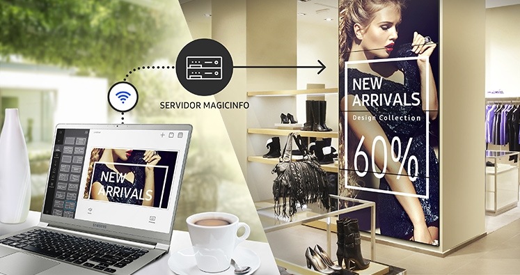 Acesse o servidor MagicInfo™ virtualmente em qualquer lugar com uma conexão de Internet