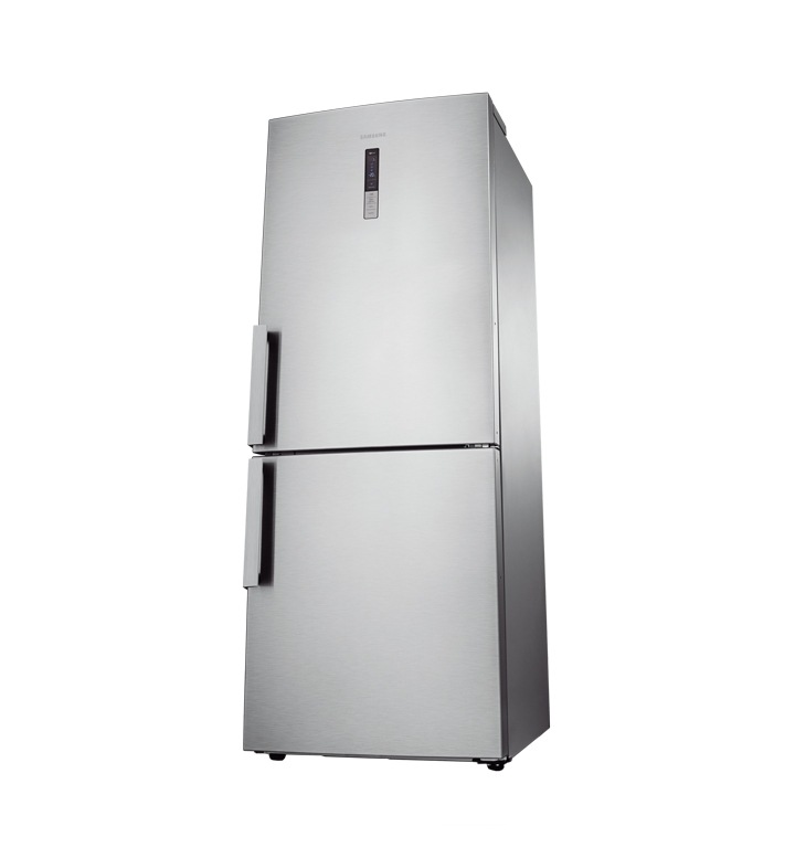 Refrigerador Bottom Mount Samsung Refrigerador Bottom Mount Freezer em perspectiva lateral direita