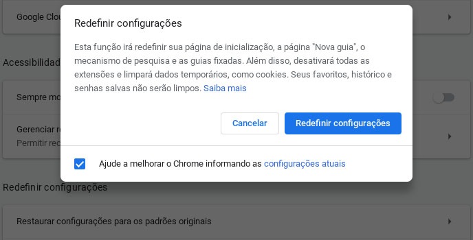 Restaurar Configurações