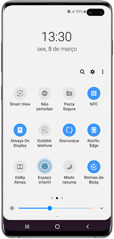 Toque no ícone do Espaço Infantil no painel de notificações para iniciar a configuração