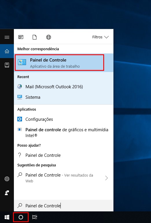 painel de controle