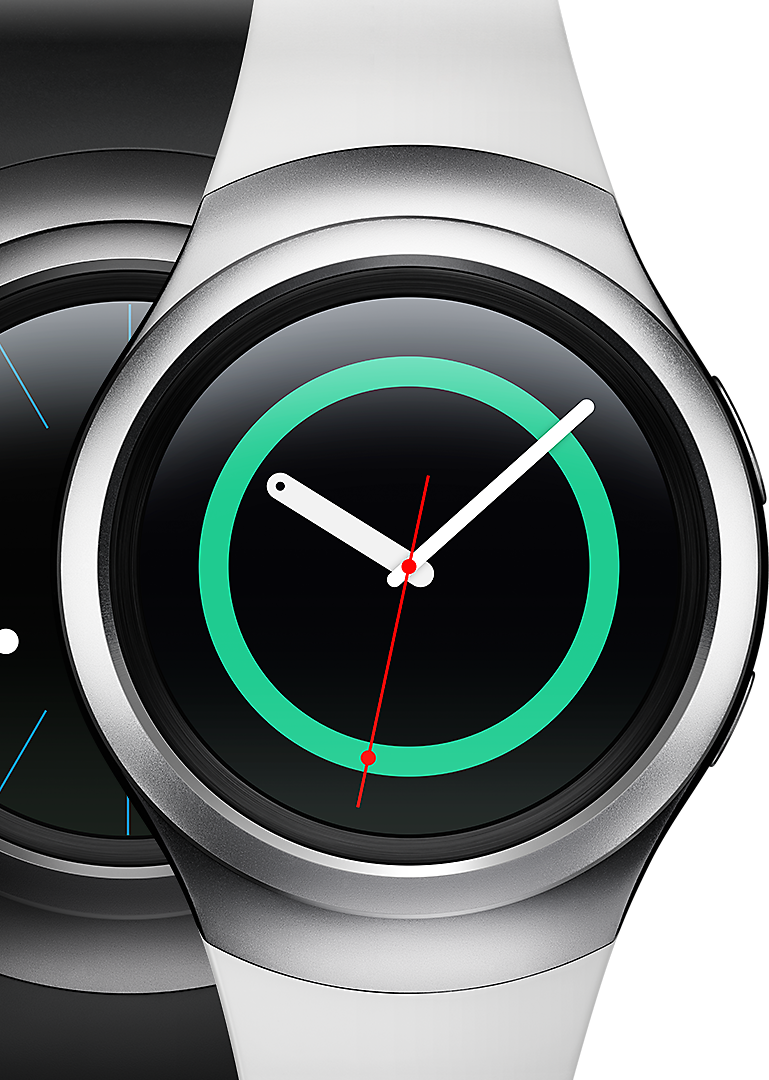 Samsung Gear S2 de frente com a pulseira branca.