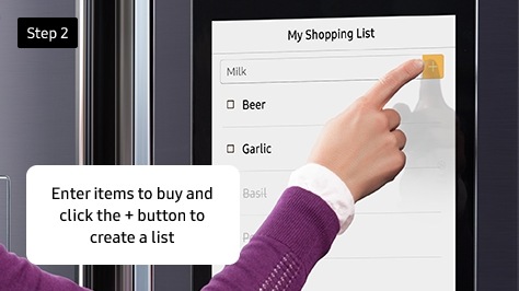 Enter items to buy and click the + button to create a list