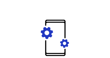 An icon for "Software coverage": a smartphone overlaid with two mechanical gears.