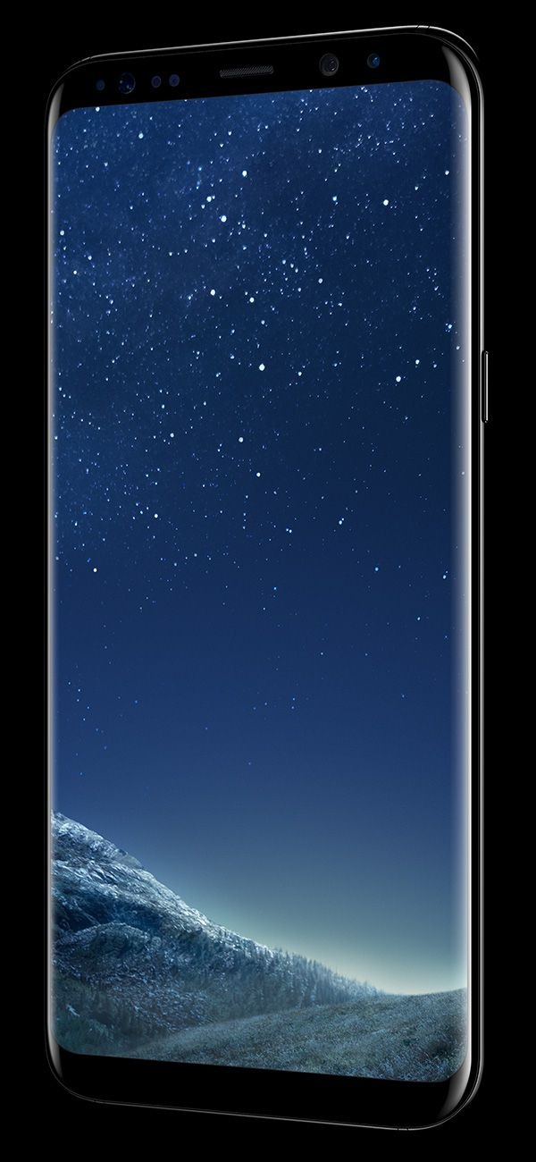 Angled right view of Galaxy S8+ in Midnight Black