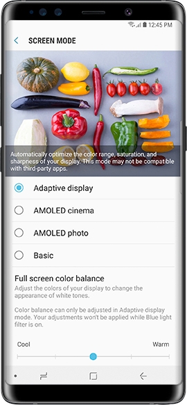 Galaxy S9+ - How do I change the screen mode on my Samsung Galaxy S9+ (SM-G965W)?