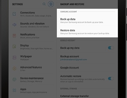 Backup and Restore Using Samsung Account