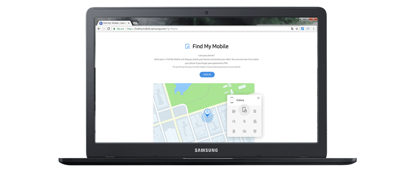 Le site Web « Traçage du mobile » est accessible avec un ordinateur portable.