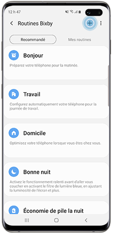 Créez une routine Bixby et appuyez sur la touche plus