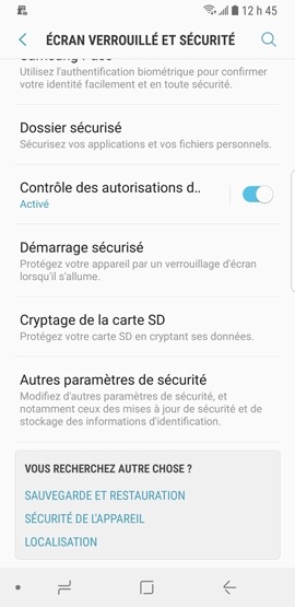Galaxy S9 : Chiffrer la carte microSD (SM-G960W)