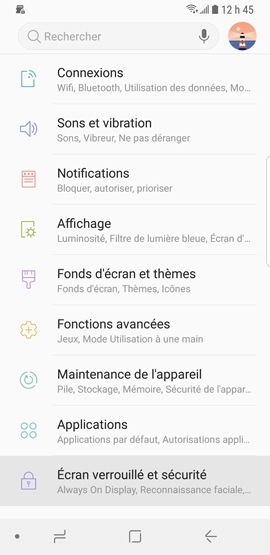 Galaxy S9 : Chiffrer la carte microSD (SM-G960W)