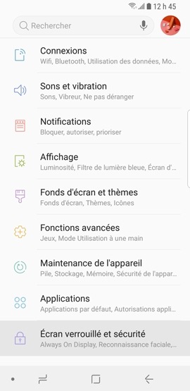 Galaxy S9 : Type de verrouillage « NIP » (SM-G960W)