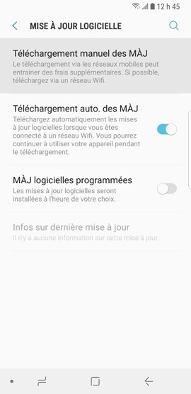 Galaxy S9 : Télécharger manuellement une mise à jour (SM-G960W)