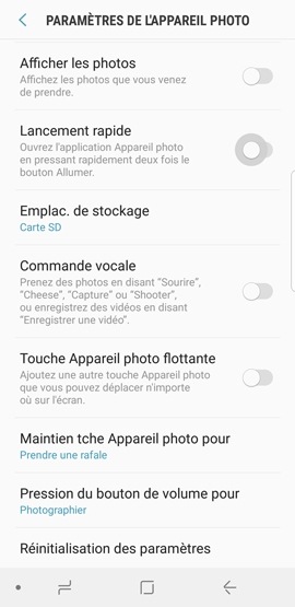 Galaxy S9 : Lancer rapidement l'application appareil photo (SM-G960W)