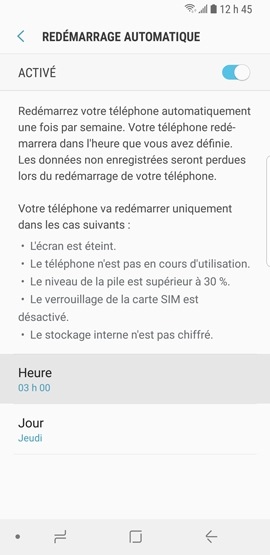 Galaxy S9+ : Redémarrage automatique (SM-G965W)