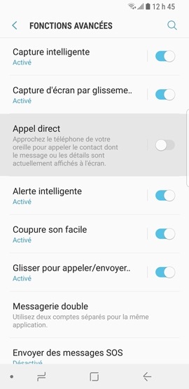 Galaxy S9+ : Fonction « appel direct » (SM-G965W)