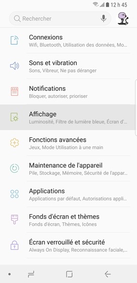 Galaxy S9+ : Mode simplifié (SM-G965W)