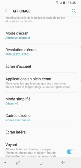 Galaxy S9+ : Mode simplifié (SM-G965W)