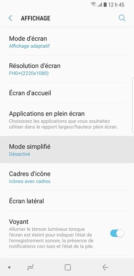 Galaxy S9+ : Mode simplifié (SM-G965W)
