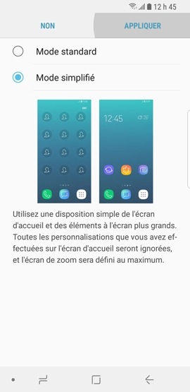 Galaxy S9+ : Mode simplifié (SM-G965W)