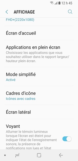 Galaxy S9+ : Mode simplifié (SM-G965W)