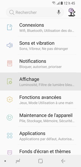 Galaxy S9+ : Mode simplifié (SM-G965W)