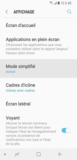 Galaxy S9+ : Mode simplifié (SM-G965W)