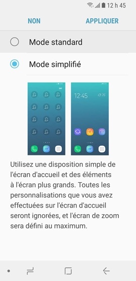 Galaxy S9+ : Mode simplifié (SM-G965W)