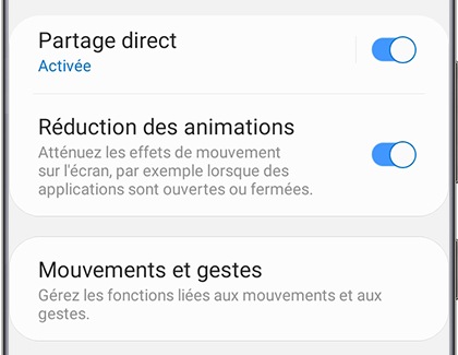 Activer la fonction de réduction des animations 2