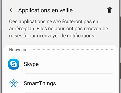 Retirer des applications de la liste des applications en veille 2