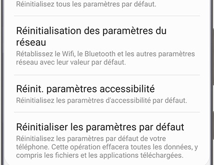Réinitialiser les paramètres par défaut 2