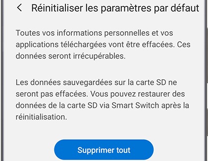 Réinitialiser les paramètres par défaut 4