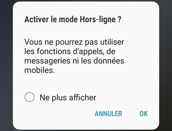 Activer le mode hors-ligne à partir du volet des raccourcis 2
