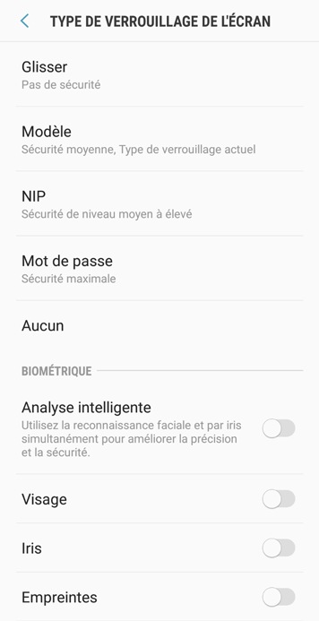 Définir un type de verrouillage de l'écran 3