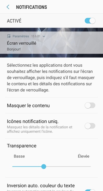 Changer les paramètres des notifications sur l'écran de verrouillage