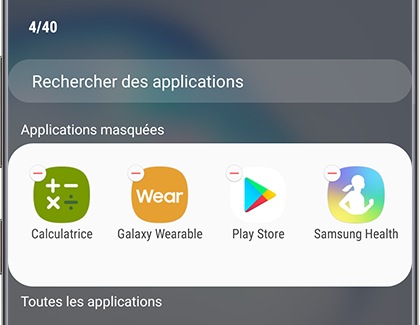 Retirer une application de la liste des applications masquées 4