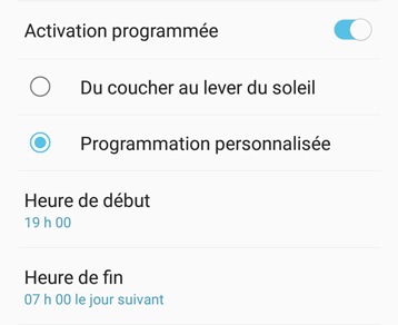 Activer le filtre de lumière bleue 7