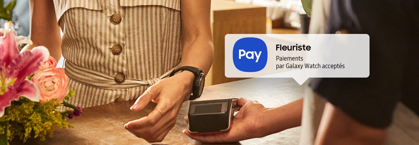 Samsung Pay Illustration d'une transaction de paiement payante samsung avec galaxy watch