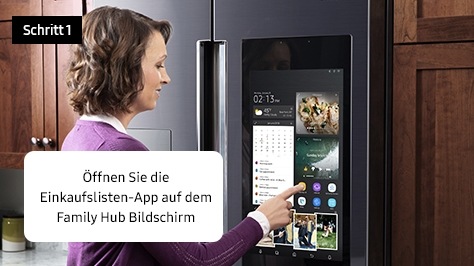 1. Öffnen Sie die Einkaufslisten-App auf dem Family Hub Bildschirm