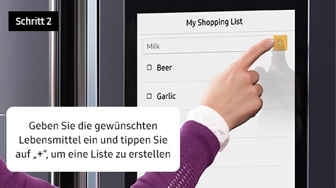 2. Geben Sie die gewünschten Lebensmittel ein und tippen Sie auf „+“, um eine Liste zu erstellen