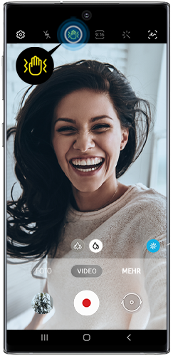 Das Superstabil-Symbol der Kamera des Galaxy Note10 wird angezeigt.