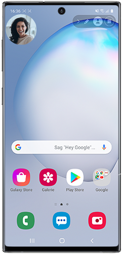 Das Profil-Symbol zur Videoüberlagerung während einer Bildschirmaufnahme des Galaxy Note10+ ist markiert.
