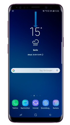 Akkuverbrauch des Galaxy S9 plus optimieren, Startbildschirm