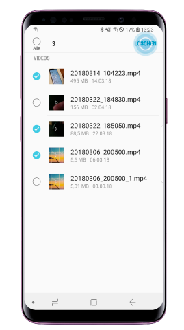 Samsung Galaxy S9/S9 plus, Videos loeschen